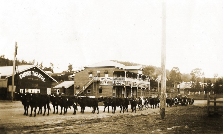 Bullocky in front of Imbil Railway Hotel - donated by Pam Hopkins