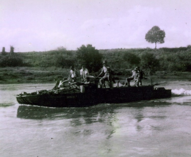 Army duck - Yabba Creek - during 1955 flood - Keith Buchanan is onboard - donated by Keith Buchanan