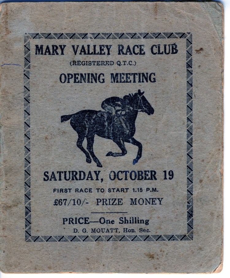 Mary Valley Race Club program - donated by Kaili Parker-Price