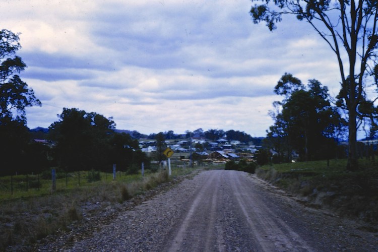 Road leading into Amamoor, ca 1970 - photo by John Kington - John Oxley Library, State Library of Queensland