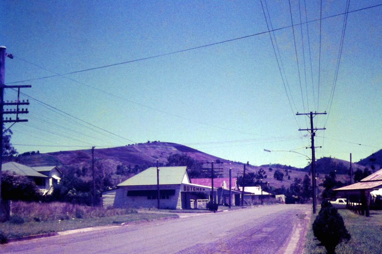 Street in Amamoor, ca 1970 - photo by John Kington - John Oxley Library, State Library of Queensland.