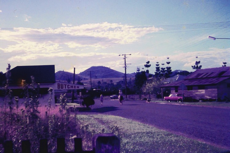 Street view in Amamoor, ca 1970 - photo by John Kington - John Oxley Library, State Library of Queensland.