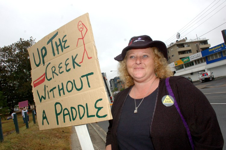 Lauretta Clark at the Anti Dam Rally in Brisbane at the Anti Dam Rally - Traveston Dam protest - June 2006 - Gympie Times collection