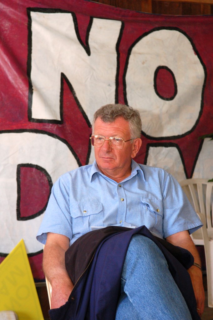 Rick Elliot ponders the next step - - Traveston Dam protest - June 2006 - Gympie Times collection